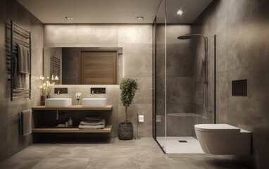 Fototapeta na wymiar Smart Washroom With Elegance