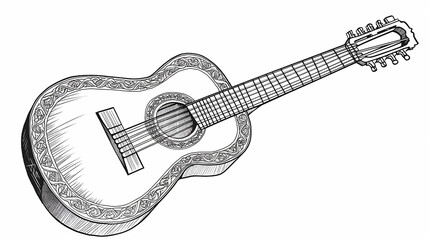 Obraz na płótnie Canvas guitarra instrumento sem cor para pintura infãntil 