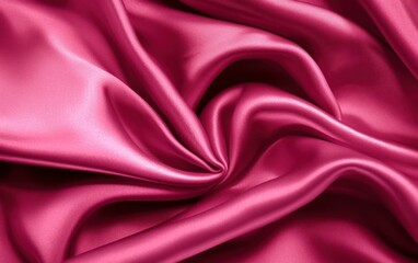 Elegant smooth satin folds closeup viva magenta colored. Cloth texture background