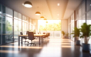 light modern office interior with panoramic windows and beautiful lighting
