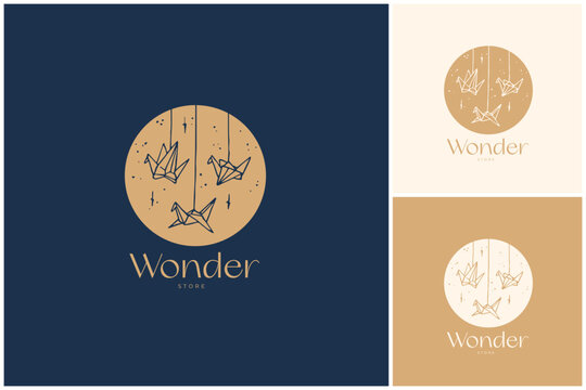 Hand Drawn Logo dedisgn, Bauty logo, Floral logo, Minimal logo, hand drawn illustration, logo elements, paper bird logo, origami