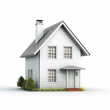 Illustration of a small two-story house isolated on white background. Typical European house design. Using conventional methods to build this house.
