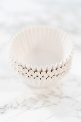 New cupcake liners on the kitchen counter