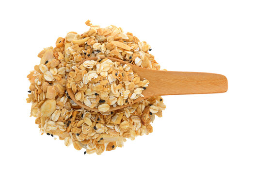 Nuts And Seeds Muesli In Wood Spoon Isolated On Transparent Png