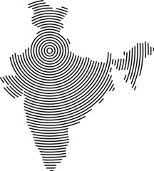 India, map country from futuristic concentric black circles