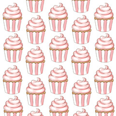 seamless cupcake pattern