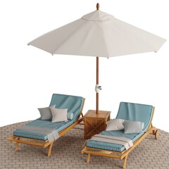 Exterior Landscape Beach lounge outdoor set 3D model