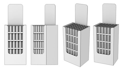 Prepack cartboard display POSM. 3d illustration