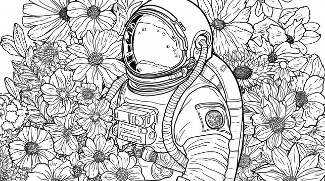 desenho de astronauta  sem cor para criança colorir 