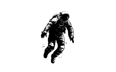 Fototapeta na wymiar Astronaut floating shape isolated illustration with black and white style for template.