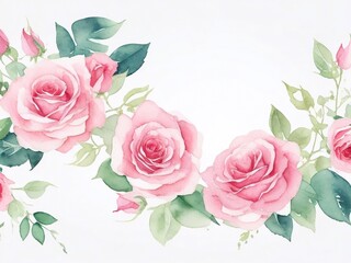 Watercolor floral bouquet, Beautiful vintage pink flower branch, watercolor pink flower leaf background Generative AI