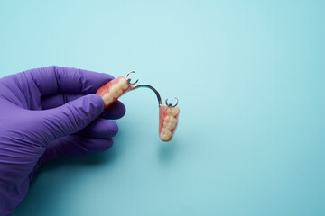 Close-up of a dental prosthetic appliance.