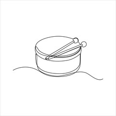 continuous line drawing of drum musical instrument