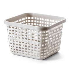 Practical Plastic Storage Basket on White Background generative AI
