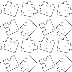 Puzzles seamless pattern in hand drawn doodle style. Vector illustration isolated on white.