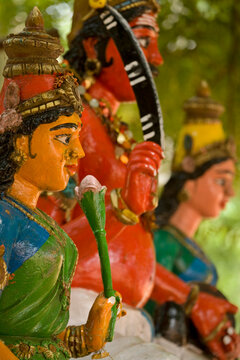 Shiva at local Hindu Temple in South India near Pondicherry; Puducherry, India