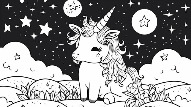 desenho de unic&oacute;rnio  sem cor para crian&ccedil;a colorir 