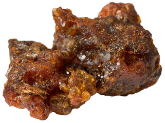Myrrh resin isolated on white background.