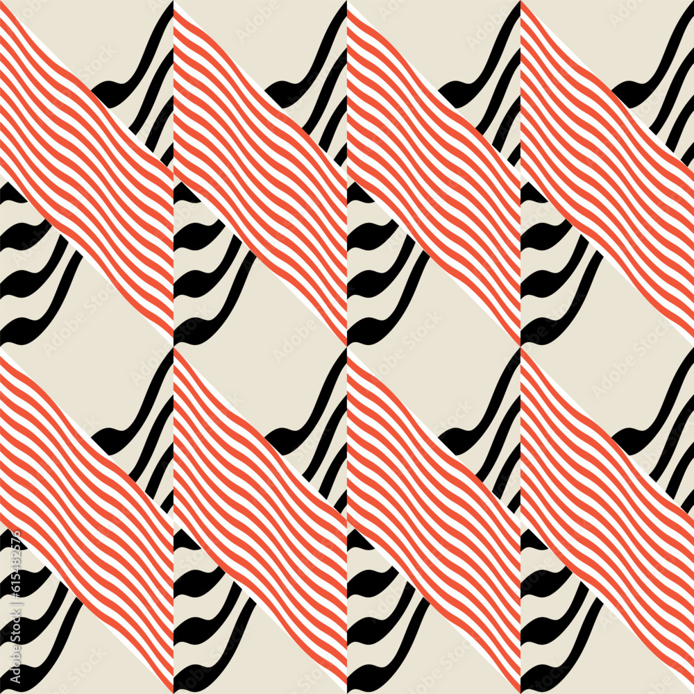 Aufkleber Modern abstract geometric contemporary vector seamless diagonal pattern with simple elements and shapes. Graphic pastel colored minimalist background.