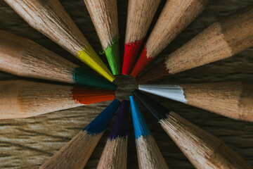 Color pencils in a circle