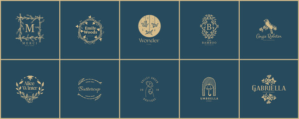 Hand drawn logo pack, Logo pack, Minimal logo design, premade logo, elements, drawing, illustration, emblem