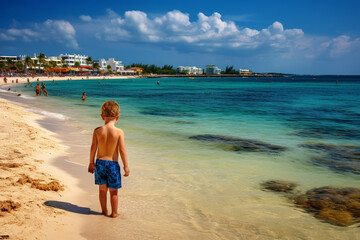 Little Boy walking on the Beach