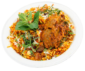 Delectable Chicken Biryani - A Perfect Blend of Flavors Isolated On A Transparent Background, Png.