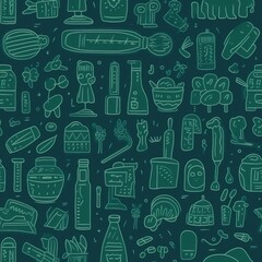 
doodle Collage of Tileable Repetitive Patterns for Artistic Wallpaper generative AI