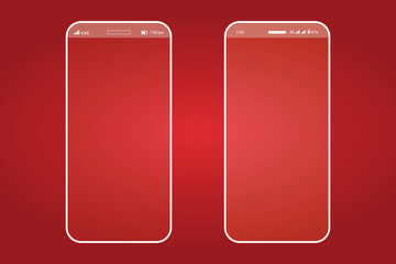 smart phone white line art in red background