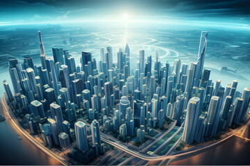Future fantasy city, generative Ai
