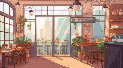 cafe scenery made by midjourney