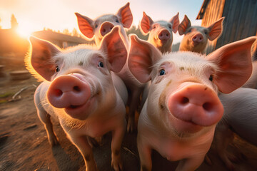 pigs in a farm looking at camera ai generated art