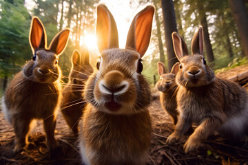 funny rabbits making selfie ai generated art