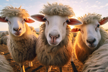 sheep and lambs livestock funny selfie ai generated art