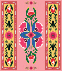 A set of floral borders with a border of flowers Colorful Rickshaw painting