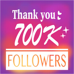 Thank you 700,000 or 700k followers text and white hearts banner social media post.