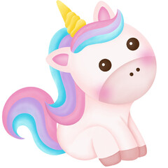 Illustration of a cute unicorn. kawaii unicorn character 
