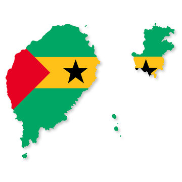 Sao Tome and Principe flag map with clipping path 3d illustration