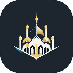 Modern mosque logo symbol or icon template, Mosque Leaf Creative Islamic logo design template, logo with a minimalist style.