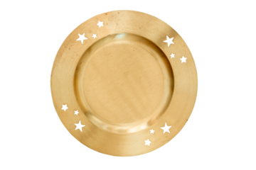 golden christmas plate isolated over transparent background