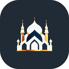 Modern mosque logo symbol or icon template, Mosque Leaf Creative Islamic logo design template, logo with a minimalist style.