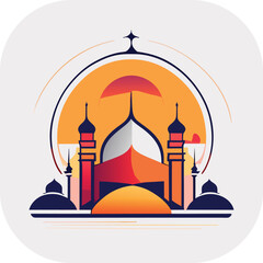 Modern mosque logo symbol or icon template, Mosque Leaf Creative Islamic logo design template, logo with a minimalist style.