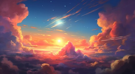 In this ethereal cloud illustration, billowing white clouds take on whimsical shapes, forming a dreamlike landscape that invites viewers to let their imaginations soar