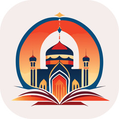 Modern mosque logo symbol or icon template, Mosque Leaf Creative Islamic logo design template, logo with a minimalist style.