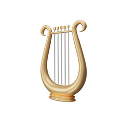 gold harp 3d icon isolated on white background