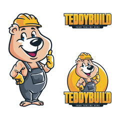 bear logo character with safety helmet