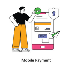 Mobile Payment Flat Style Design Vector illustration. Stock illustration