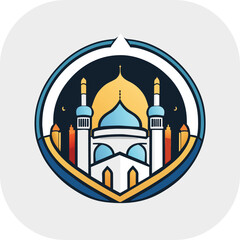 Modern mosque logo symbol or icon template, Mosque Leaf Creative Islamic logo design template, logo with a minimalist style.