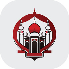 Modern mosque logo symbol or icon template, Mosque Leaf Creative Islamic logo design template, logo with a minimalist style.