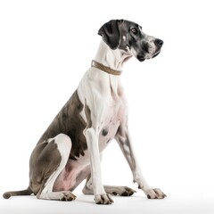 Great Dane dog isolated on white background. Generative AI